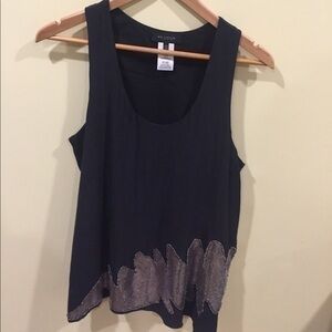 100% SILK MM Couture black racer back top w/metal